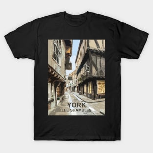 The Shambles York Yorkshire England UK. travel poster design Gift T-Shirt